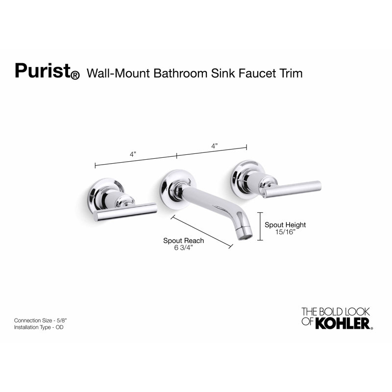 K T14413 3 Bgdcpbn Kohler Purist® Wall Mounted Bathroom Faucet And Reviews Wayfair 4164